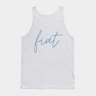 Virgin Mary's Fiat Light Blue Thin Cursive Tank Top